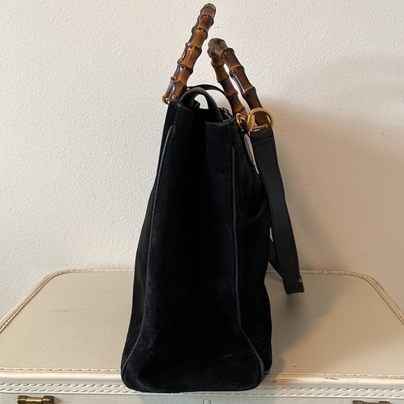 Vintage Gucci Diana Black Suede Bamboo Two Way - Picture 5 of 16